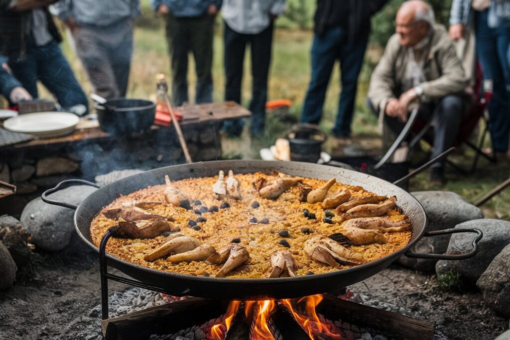 GENTE REUNIDA COCINANDO PAELLA edited